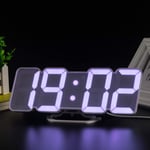 Bedler 3D Wireless Remote Digital RGB LED Alarm Clock USB Powered Time/Temperature/Date Display 115-Color Changing 3-Level Brightness Sound Control Wall Desktop Clock-White USB Alarm Clock