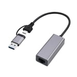 Nätverksadapter RJ-45 Hona till USB 3.1 och USB-C Hane