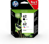 HP N9J71AE 62 Original Ink Cartridges, Black and Tri-color, Multipack, 2 Count