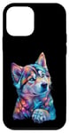 Coque pour iPhone 12 mini Chien husky sibérien arc-en-ciel coloré pour homme et femme n1