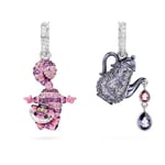 Swarovski øredobber Alice in Wonderland drop Asymmetrical design, Cat and teapot, Multicolored, Rhodium plated - 5682806