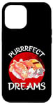 Coque pour iPhone 12 Pro Max Purrrfect Dreams Chat sushi endormi amusant pour homme, femme, enfant