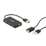 Maxlife Home Office USB 2.0-hub USB - 4x USB 0,15 m + kabel 1,5 m, Svart