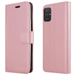 iCatchy For Samsung Galaxy A71 Case Leather Wallet Book Flip Folio Stand View Cover Compatible with Samsung Galaxy A71 Phone Cover (Rose Gold)
