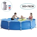 xfy-01 Protection Swimming Pool, Metal Frame Pool Round Pool Pond - Outdoor, Garden, Backyard, Summer Water Party, 305X76cm - Blue