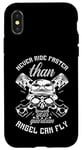 Coque pour iPhone X/XS Citation « Never Ride Faster Than Your Guardian Angel Fly »
