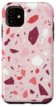 Coque pour iPhone 11 Motif Terrazzo en rose, corail, bordeaux et blanc