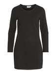 Viarmer O-Neck L/S Dress - Noos Kort Klänning Black Vila