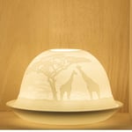 Nordic Lights Tea Light Candle Holder Shade Dome with Plate Porcelain Giraffe