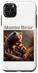 Coque pour iPhone 11 Pro Max Maman ours et petit dans une belle scène de forêt au coucher du soleil