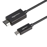 Amazon Basics Câble adaptateur en aluminium USB-C vers HDMI haut de gamme (compatible Thunderbolt 3) 4K@60 Hz - 180 cm, 1.8 metres, Noir