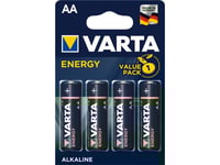 Varta Energy Aa, Engångsbatteri, Aa, Alkalisk, 1,5 V, 4 Styck, 50,5 Mm