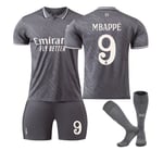 2024-2025 Real Madrid borta barnfotbollströja set nr 9 MBAPPE Grey 22