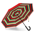 Totes InBrella Parapluie à fermeture inversée, motif floral multicolore et noir – Éco, taille unique, parapluie InBrella à fermeture automatique inversée avec crochet en J, coupe-vent et imperméable