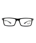 Ray-Ban Rectangular Black On Shiny Grey Mens Glasses Frames - One Size