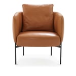 Adea - Bonnet Club Chair, Leather Upholstery, Black Metal Leg, Removable Upholstery, Cat. 8, Master 53