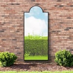 MirrorOutlet The Genestra - Black Modern Modern Leaner and Wall Garden Mirror 75" X 33" (190CM X 85CM) Silver Mirror Glass with Black Metal Frame. Landscape or Portrait. Frost Protected Glass