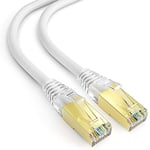 mumbi 28527 Cat.8 F/FTP Câble brut réseau de raccordement LAN Ethernet Patch avec connecteurs RJ-45 1.50m, blanc