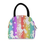 Linomo Colorful Rainbow Unicorn Animal Lunch Bag Cooler Bag Insulated Lunch Box Tote Bag Handbag for Kids Boys Girls Womens Men
