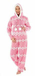 Ladies Fleece Pyjama Set Flake Printwith With Pullover Top