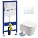 Pack WC suspendu sans bride Geberit Infinitio Swiss Aqua Technologies - Blanc - 116cm x 119cm