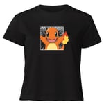 Pokémon Pokédex Charmander #0004 Women's Cropped T-Shirt - Black - XXL