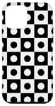 Coque pour iPhone 12 mini White Black Dotted Squares Chessboard Pattern