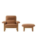 Audo Copenhagen - Brasilia Lounge Chair & Ottoman - Natural Oak/Dunes Camel - Sittpuffar