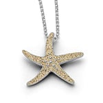 DUR Pendentif étoile de mer de sable en argent sterling, couleur sable argenté, hauteur 33 mm, P2826, 33mm, Argent, Pas de gemme