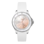 Armbandsur Ice-watch - 020369 - Ice Steel Sunset Pink - Silverklocka för kvinnor med silikonrem - (liten)