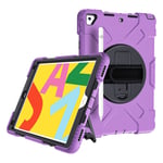 iPad 10.2 (2019) 360 degree durable dual color silicone case - Purple Outer Layer / Black