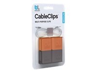 Bluelounge CableClip MEDIUM - Kabelklämmor - orange, mörkgrå (paket om 4)