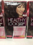 3 X L'Oreal Healthy Look Creme Gloss Hair Color DARKEST BROWN ESPRESSO #3 NEW