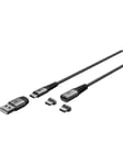 2in1 magnetic USB/A-C cable - sleeved - 1 m