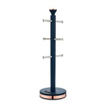Tower T826132MNB Cavaletto Mug Tree with Stainless Steel Stoppers, Soft Underliner, Midnight Blue and Rose Gold
