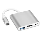 Covvy Adaptateur USB-C vers HDMI - Port de Charge - Compatible avec Chromebook/Samsung Galaxy S8/S9, MacBook Air, iPad Pro 2020, Dell XPS 13/15 et Plus - Argenté