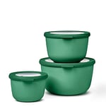 Mepal – Multi Bowl Cirqula 3-Piece Set – Food Storage Container with Lid - Suitable as Airtight Storage Box for Fridge & Freezer, Microwave Container & Servable Dish - 500, 1000, 2000ml - Vivid green