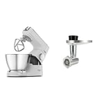 Kenwood Titanium Chef Baker XL, Kitchen Machine with K-Whisk, Stand Mixer with Kneading Hook, Whisk and 5L Bowl, KVC65.001WH, Power 1400W, White & KAX950ME Food Mincer Attachment