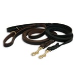 Feel Leather Braid kobbel i fettl&aelig;r med messingl&aring;s svart (1,5 x 180 cm)