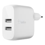 Belkin Dual USB-A Wall Charger 12W X2 WHT