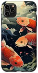 Coque pour iPhone 11 Pro Max Graphique coloré avec fleurs Koi Moon River
