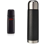 Thermos 104883 Light and Compact Flask, Midnight Blue, 350 ml & 187011 ThermoCafé Stainless Steel Flask, Hammertone Grey, 500 ml