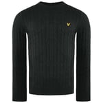 Lyle & Scott Long Sleeve Navy Green Mens Cable Knitted Jumper KN732V Z615