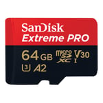 SanDisk microSDXC Extreme Pro 64GB UHS-1 U3 V30, Class 10, A2, 200MB/S