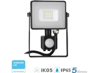 V-TAC floodlight LED projector 10W 800lm 4000K SAMSUNG diode with PIR motion sensor Black IP65 437