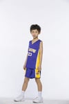 MMW Kids' NBA Jerseys Set - Bulls Jordan#23 / Lakers James#23 / Warriors Curry#30 Basketball Shirt Vest Top Summer Shorts for Boys and Girls,Purple - Lakers James #23,XL (150-160cm)