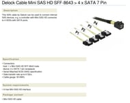 Mini SAS HD kabel SFF-8643 til 4 x SATA 7 pin - 0.5m