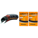 Continental Ultra GatorSkin 700 x 25C DuraSkin Tyre & Unisex's Race Tube Wide 28" Inner, Black, [25-622->32-630] Pack of 2