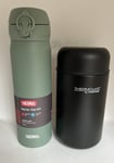 Thermos & Thermocafe Insulated Food & Drink Flask & Spoon Green Picnic Fishing