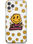 "I Feel Nothing" (Clear) Slim Phone Case for iPhone 12 Pro Max | Clear Silicone TPU Protective Lightweight Ultra Thin Cover Pattern Printed | Quirky Smiley Face EMOTICON Weird